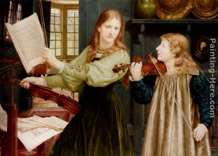 The Duet, Portrait Of Alexandra, Daughter Of Rev. G. Kitchin And Winifrid, Daughter Of The Painter painting - Henry Holiday The Duet, Portrait Of Alexandra, Daughter Of Rev. G. Kitchin And Winifrid, Daughter Of The Painter art painting